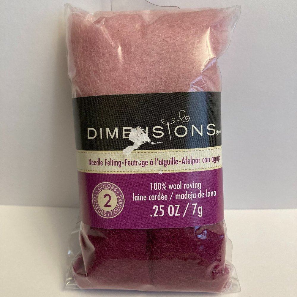 24 Dimensions FeltWorks 100% Wool Roving 0.25oz Pastel Pink Rhubarb Crafts